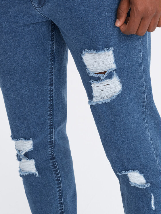 Ombre Ombre Jeansy OM-PADP-0163 Niebieski Taper Fit