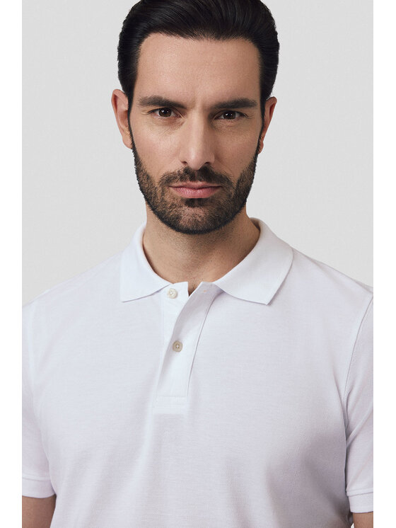 Lancerto Lancerto Polo Cassian PO073125000001 Biały Regular Fit