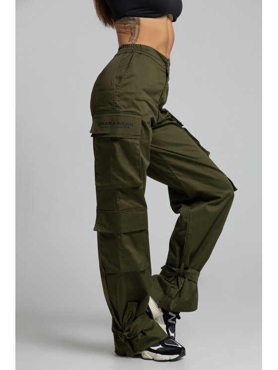 Chiara Wear Chiara Wear Spodnie materiałowe CARGO Khaki Regular Fit