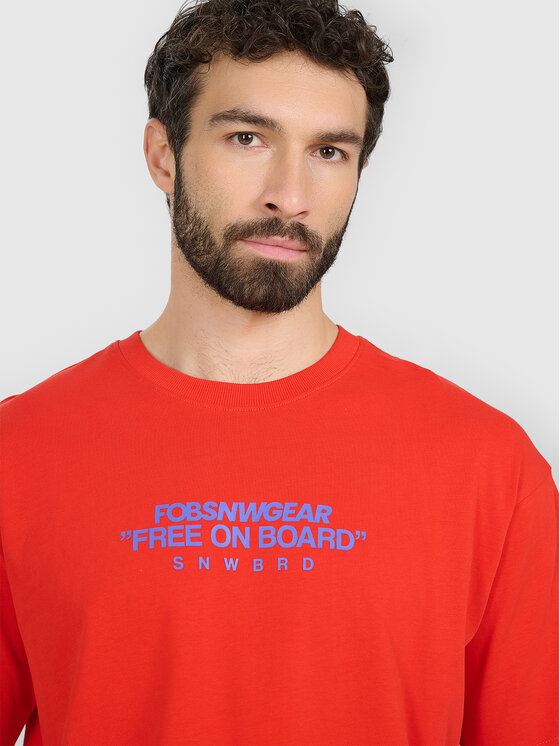 4F 4F T-Shirt FOB Czerwony Loose Fit
