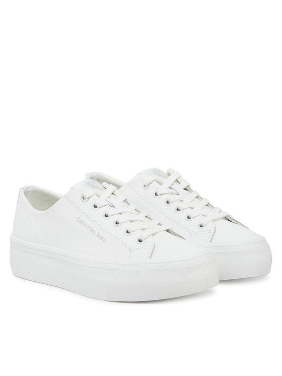 Calvin Klein Jeans Calvin Klein Jeans Laisvalaikio batai Vulc Flatform Low Mg Lth YW0YW01771 Balta