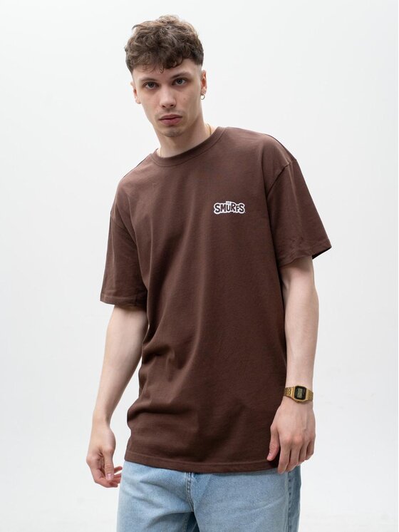 Smerfy Smerfy T-Shirt Szeroka Luźna Gargamel 128803 Brązowy Oversize