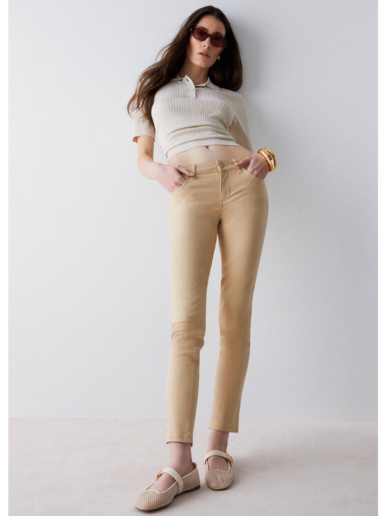 Liu Jo Liu Jo Spodnie materiałowe WA6404T367A41208 Beżowy Slim Fit