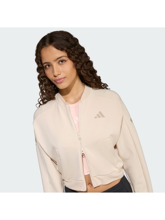 adidas adidas Bluza FUTURE ICONS 3 STRIPES FULL ZIP Beżowy Loose Fit