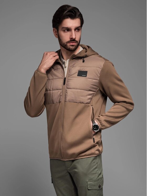Ombre Ombre Kurtka przejściowa OM-JANP-0160 Brązowy Regular Fit