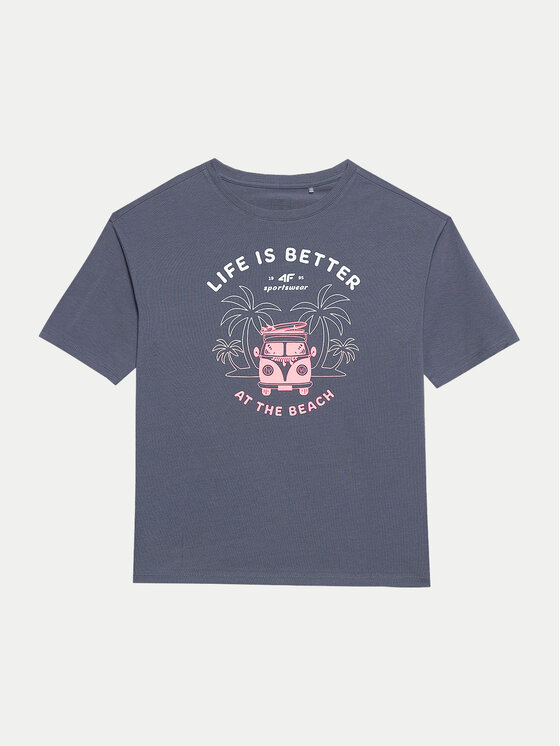 4F 4F T-shirt 4FJWSS24TTSHF1146 Siva Loose Fit