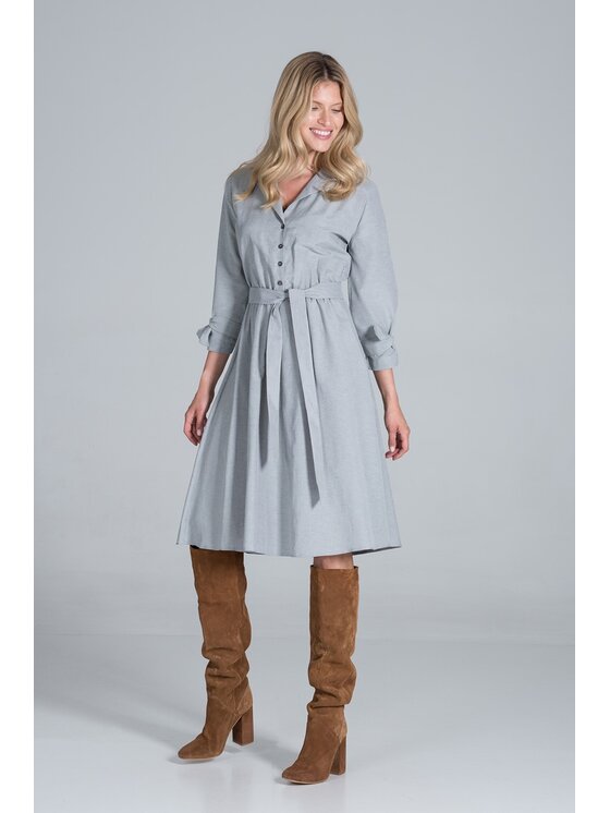 FIGL FIGL Sukienka M838 Szary Regular Fit