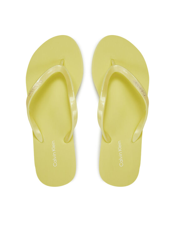 Calvin Klein Tongs Flip Flop Deboss Logo Met HW0HW02043 Jaune