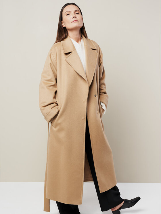 BEIGE BEIGE Płaszcz wełniany TOKYO Beżowy Oversize