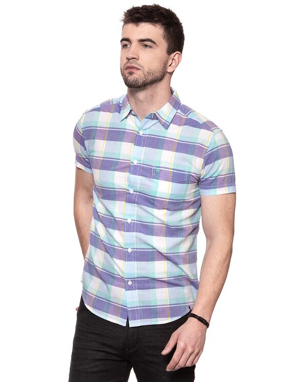 Wrangler Wrangler Koszula SS 1PKT SHIRT Fioletowy Regular Fit