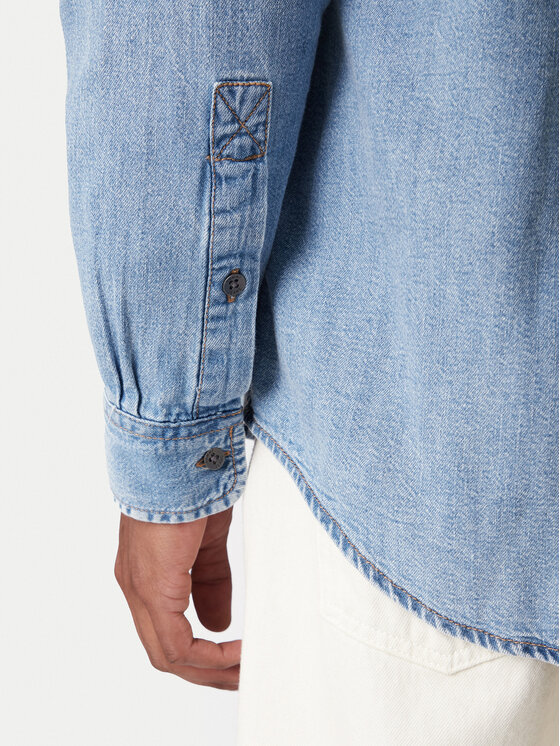Tommy Jeans Tommy Jeans džínová košile Western DM0DM22304 Modrá Relaxed Fit