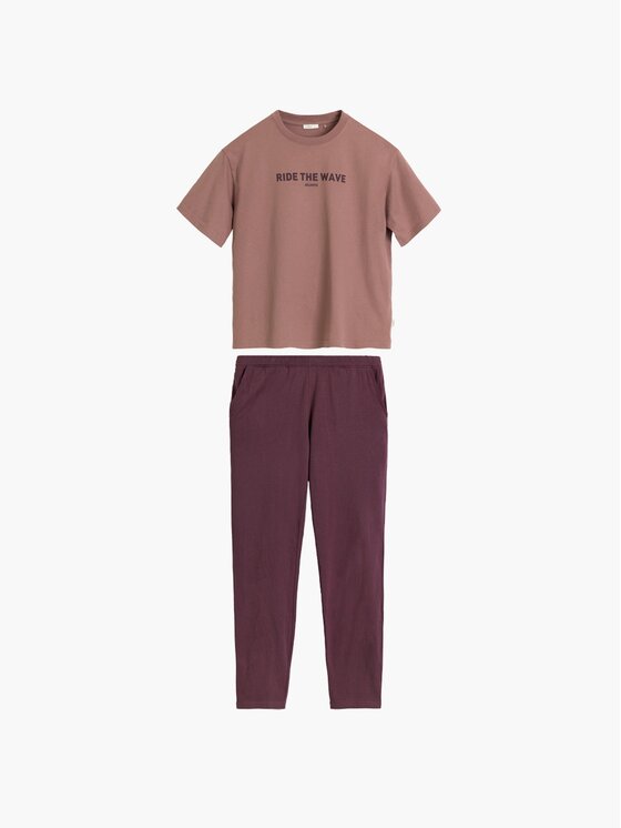 Atlantic Atlantic Piżama Ride the Wave Peach Effect Bordowy Regular Fit