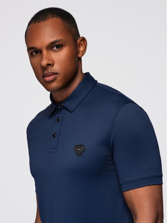 Ombre Ombre Polo OM-POSS-0150 Granatowy Regular Fit
