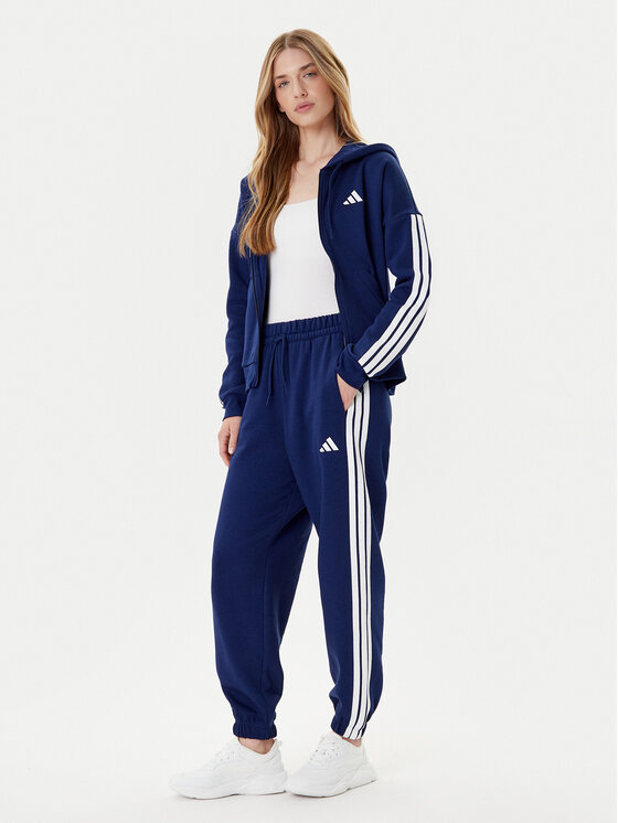 adidas adidas Donji dio trenerke Essentials 3-Stripes Fleece JX7696 Plava Loose Fit