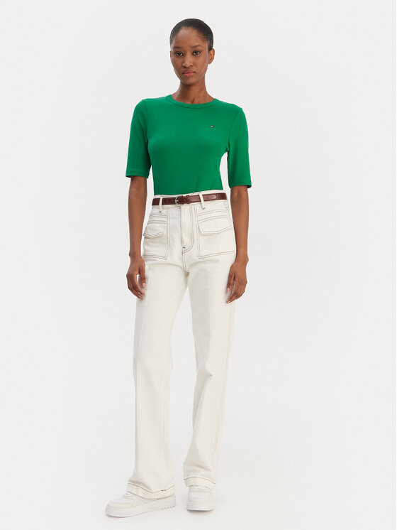 Tommy Hilfiger Tommy Hilfiger Marškinėliai WW0WW47308 Žalia Slim Fit