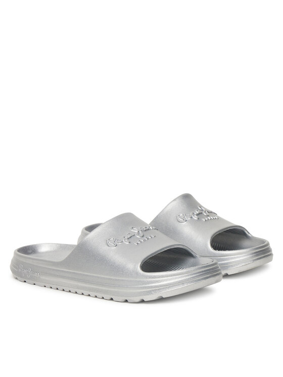 Pepe Jeans Pepe Jeans Klapki Beach Slidemet PLS70165 Srebrny