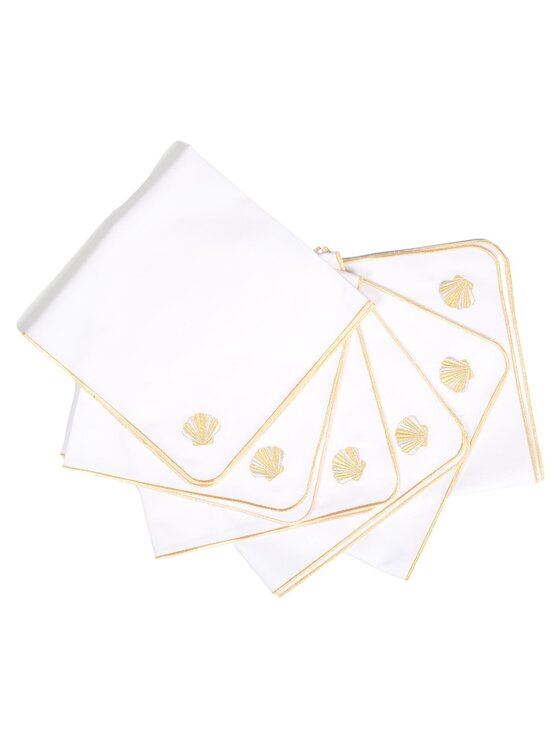 Roseberry Home Roseberry Home Serwetki Haftowana Seashell z motywem muszli Biały