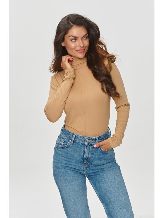 Makadamia Makadamia Bluzka M840 Beżowy Shaped Fit