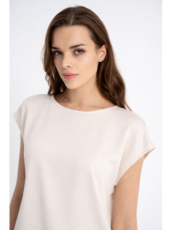 CLICK CLICK Μπλουζάκι 10-6851 Ανοιχτό μπεζ Straight Fit