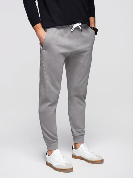Ombre Ombre Spodnie dresowe OM-PABS-0305 Szary Regular Fit
