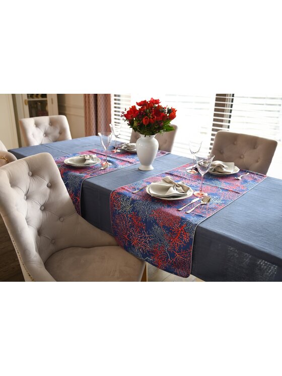 Roseberry Home Roseberry Home Podkładka na stół dwustronna Seaweed & Royal Blue Niebieski