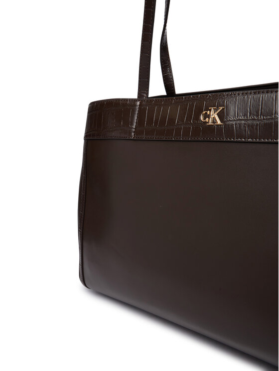 Calvin Klein Calvin Klein Τσάντα Ck Croc Snap Large Tote LV04F3904G Σκούρο καφέ