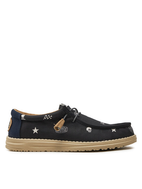 Pantofi Hey Dude Wally Stars N Skulls Print 41284-001 Negru