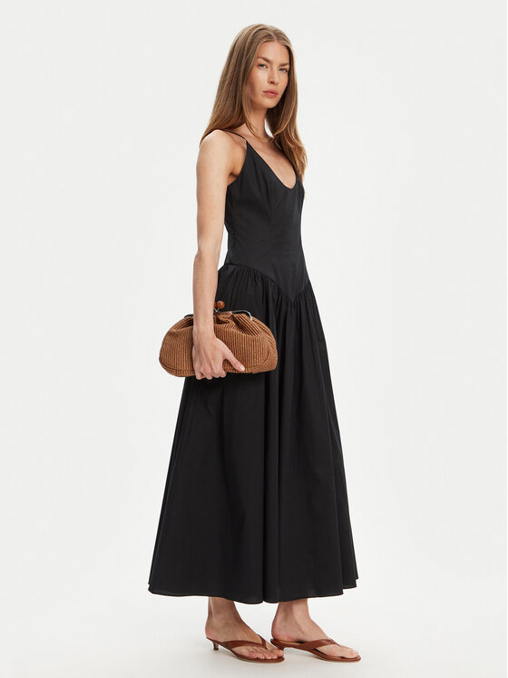 STAUD STAUD Sommerkleid Dena R24S2109PO Schwarz Slim Fit