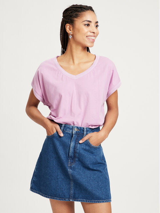Cross Jeans Cross Jeans T-Shirt 56074-012 Fioletowy Regular Fit