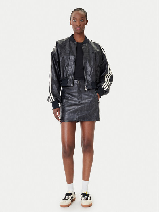 adidas adidas Bunda z imitace kůže Pleather KE5035 Černá Oversize