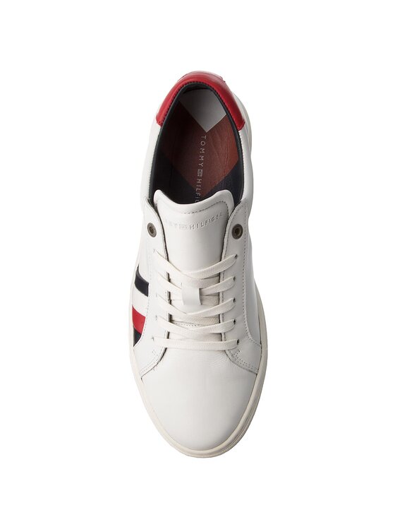 Tommy Hilfiger Tommy Hilfiger Laisvalaikio batai Corporate Leather Detail Sneaker FM0FM01819 Balta