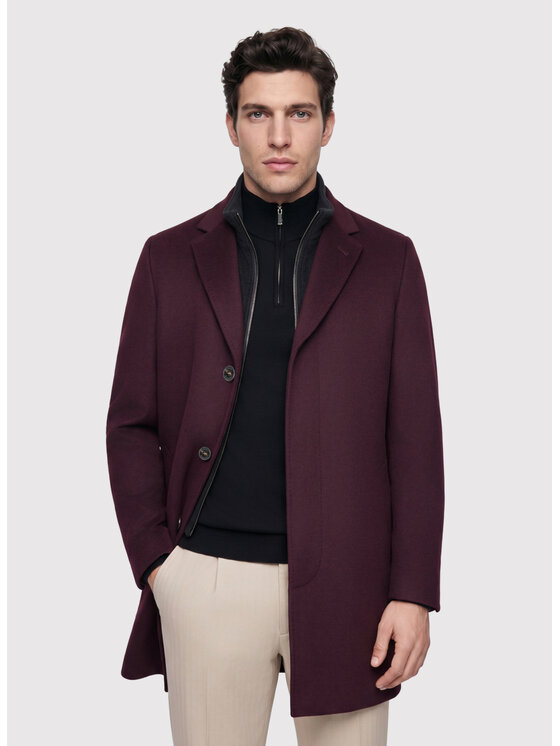 Pako Lorente Pako Lorente Płaszcz wełniany P26WP-7X-006 Bordowy Straight Fit