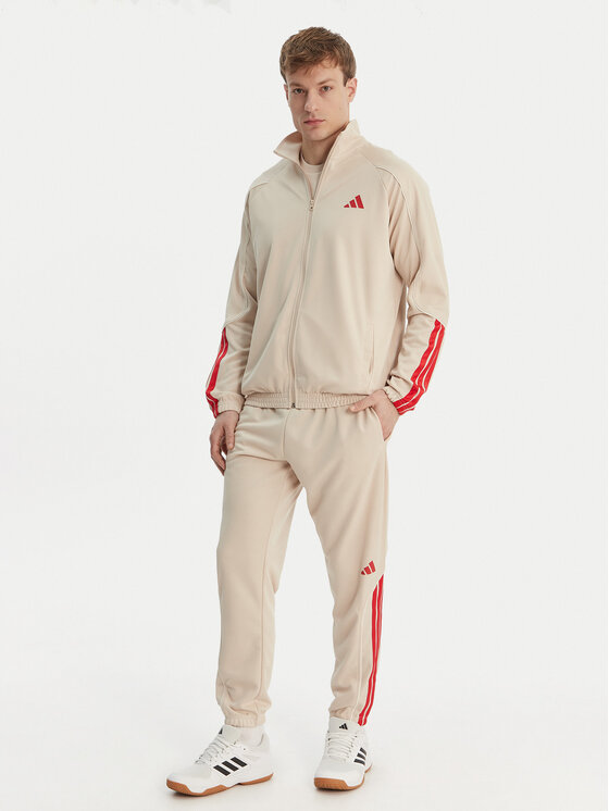 adidas adidas Tepláková súprava Stadium 3-Stripes KB6198 Béžová Slim Fit