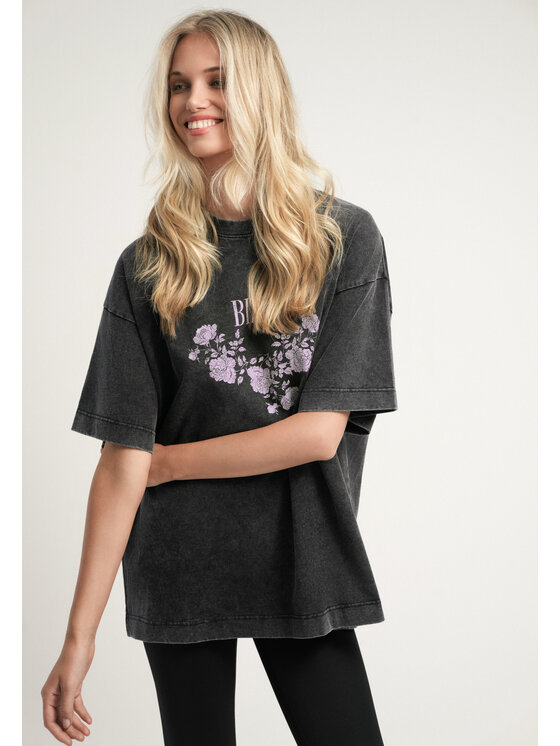 BIZUU BIZUU T-Shirt PAPLYS Szary Standard Fit