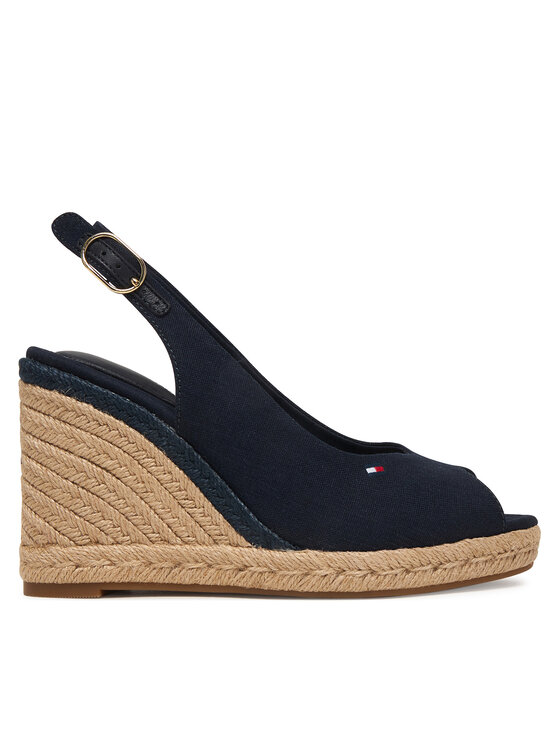 Tommy Hilfiger Tommy Hilfiger Espadrile Flag High Wedge Espad Slingback FW0FW09343 Bleumarin