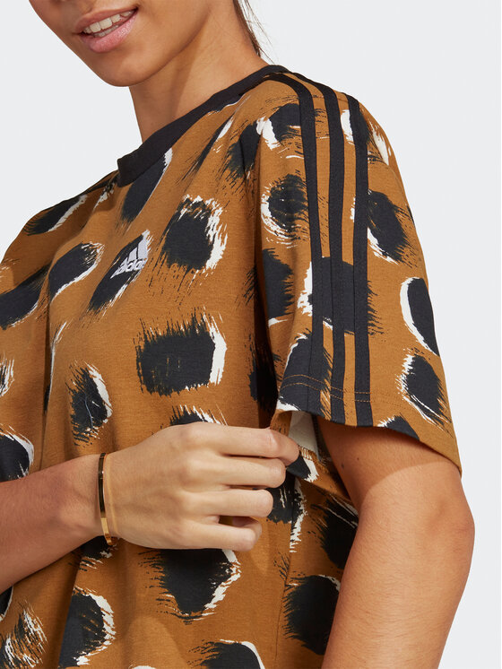 adidas adidas Повсякденна сукня Essentials 3-Stripes Single Jersey Boyfriend Tee Dress IC9880 Коричневий Loose Fit