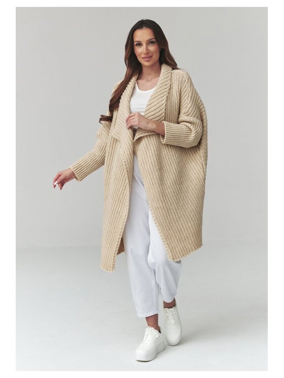 Makadamia Makadamia Sweter S173 Beżowy Loose Fit