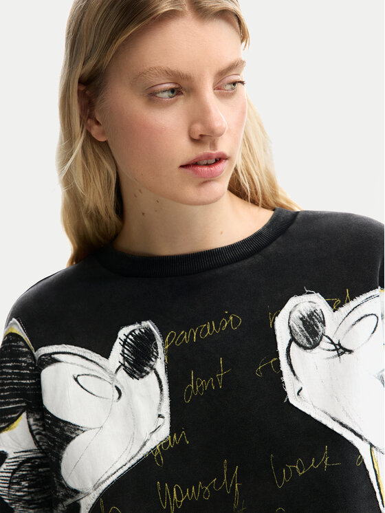 Desigual Desigual Суитшърт Kiss Mickey 26SWSK08 Черен Relaxed Fit