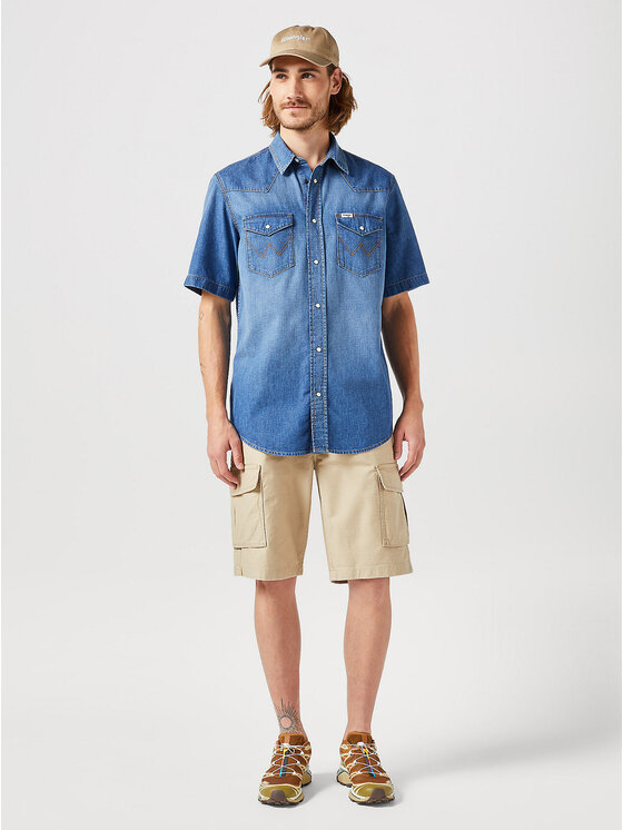 Wrangler Wrangler Szorty materiałowe CASEY CARGO SHORT Beżowy Regular Fit