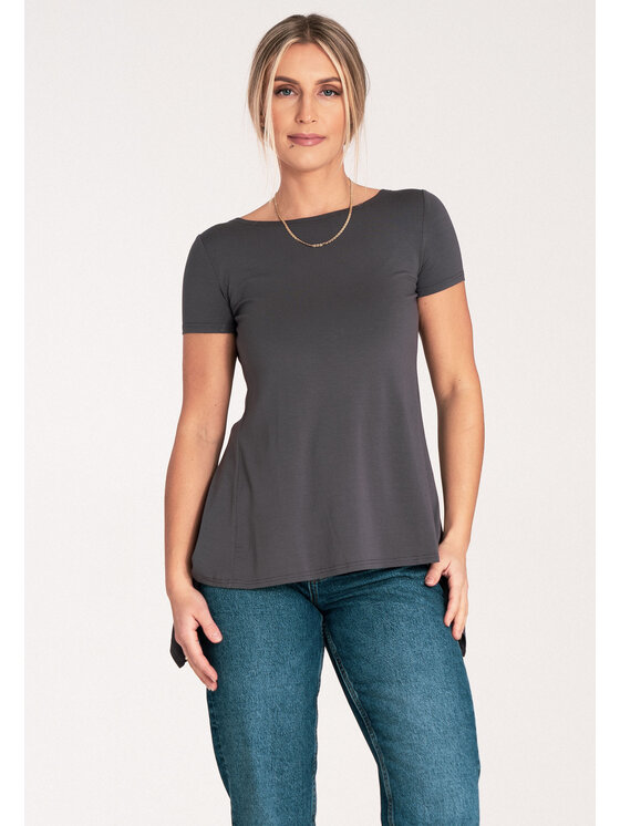 FIGL FIGL Bluzka M1051 Szary Flared Fit