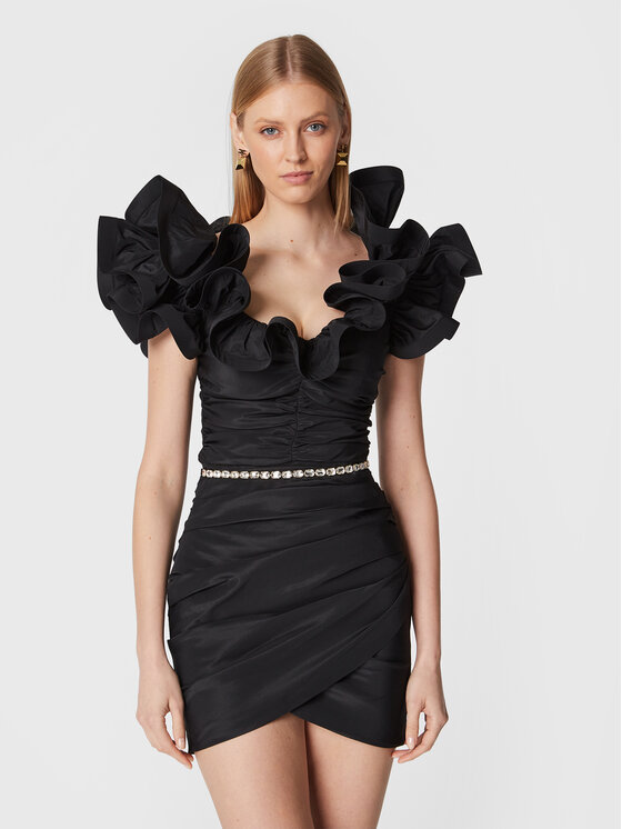Elisabetta Franchi Elisabetta Franchi Kokteiļkleita AB-304-27E2-V480 Melns Slim Fit