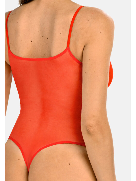 Teyli Teyli Body z siateczki na ramiączkach Sophi Czerwony