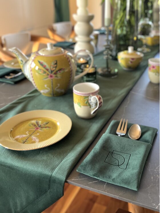 Doram design Doram design Dekoracja Welurowe etui na sztućce Garden 6 szt. Zielony