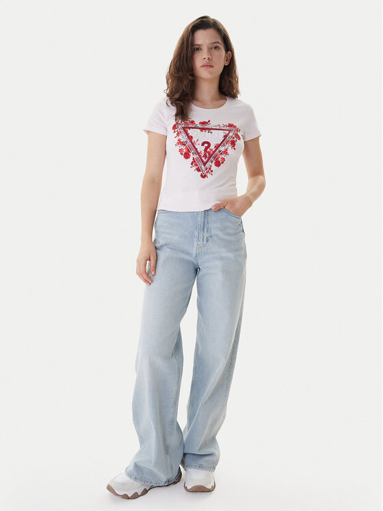 Guess Guess Póló W6RI23 J1314 Rózsaszín Regular Fit