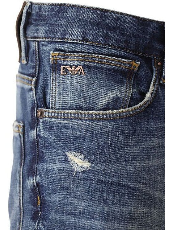 Emporio Armani Emporio Armani Jeansy 3EM000121 AF13281 Modrá Slim Leg