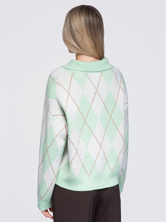 Ombre Ombre Sweter OW-SW-E0030 Zielony Relaxed Fit