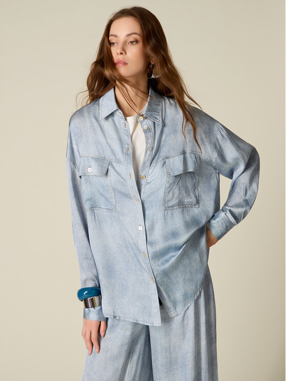 Oltre Oltre Camicia 5017J000950N034 Turchese Regular Fit