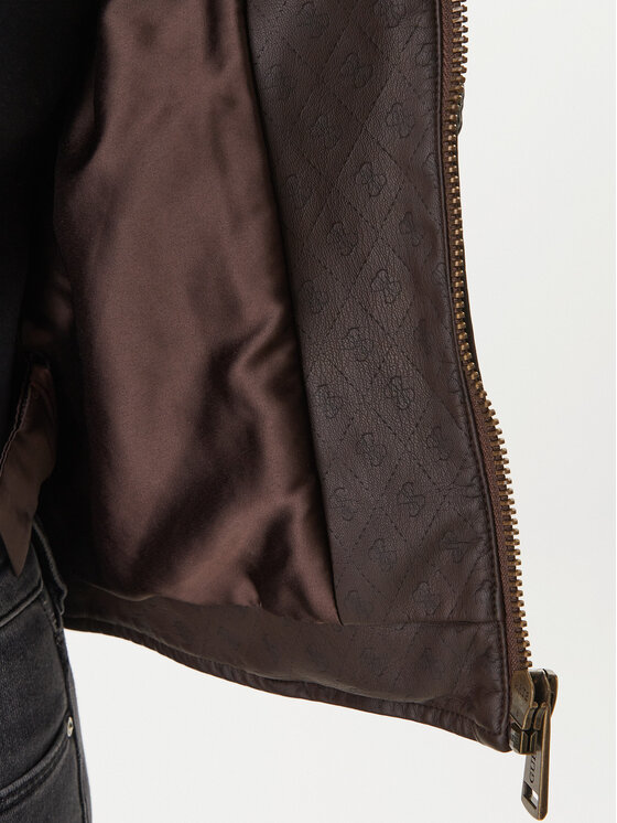 Guess Guess Bunda z imitácie kože W6GL09 W1834 Hnedá Regular Fit