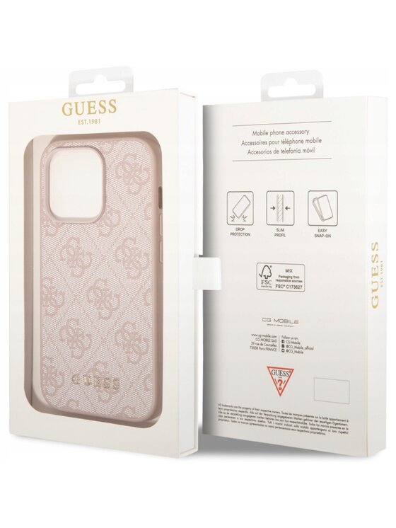 Guess Guess Etui na telefon 4G Saffiano Różowe złocenie