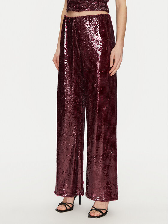 Haveone Haveone Hlače iz tkanine PGE-M236 Bordo rdeča Regular Fit